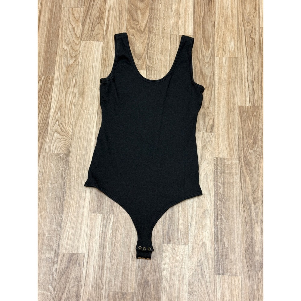 Commando Ribbed Thong Bodysuit Black Scoop Neck Tank Small